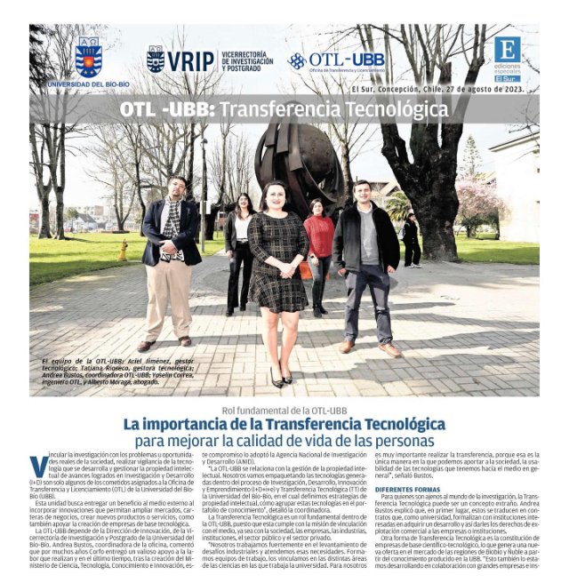 Edición Especial de OTL-UBB en diario El Sur