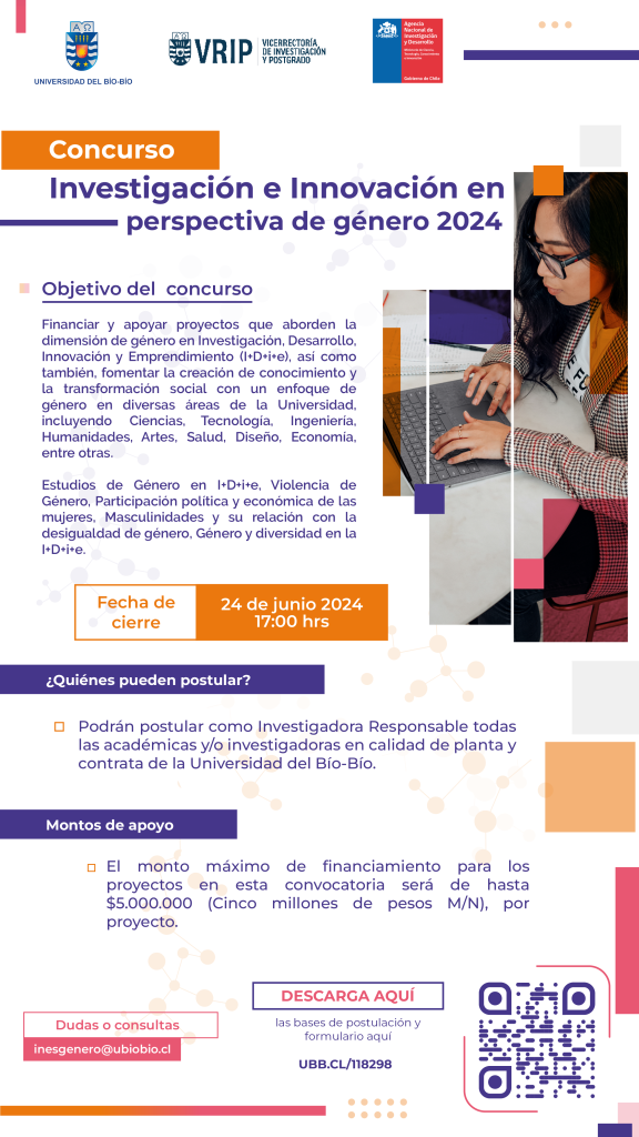 Concurso Investigación e Innovación en perspectiva de género 2024 - VRIP