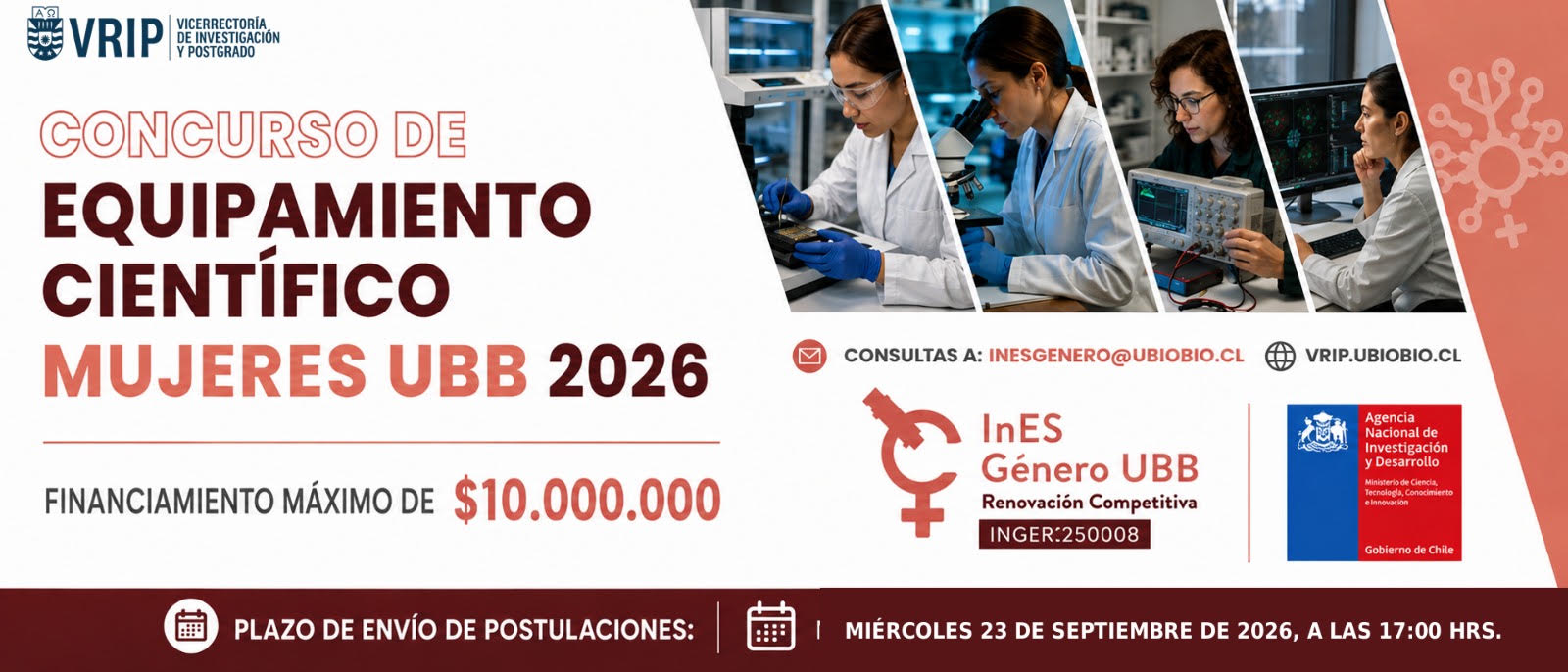 Concurso de Equipamiento Científico Mujeres UBB 2026